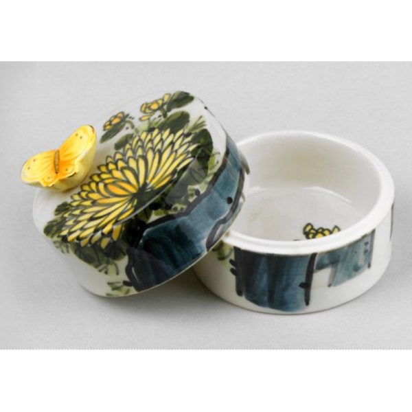 HK Studio - Hand Painted Yellow Chrysanthemum Musical Jewelry Box For Discount - Image 4
