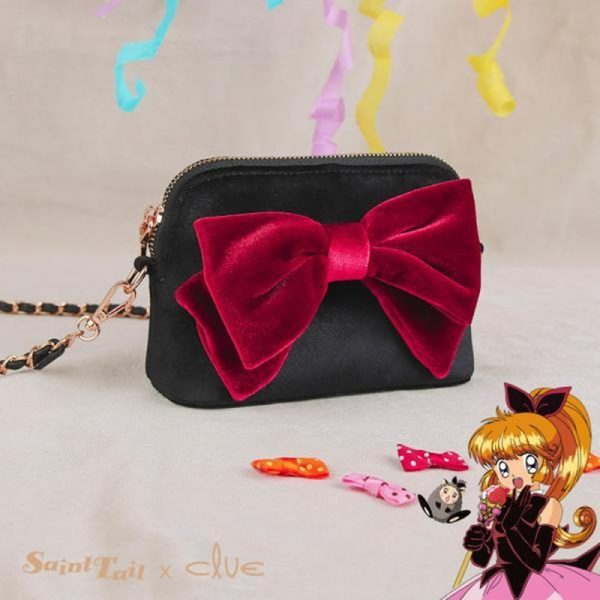 Saint Tail x Clue - Saint Velvet Ribbon Black Pouch Online