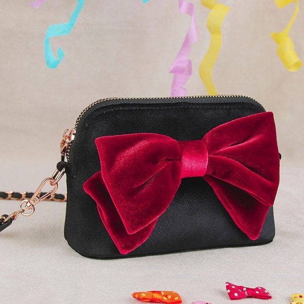 Saint Tail x Clue - Saint Velvet Ribbon Black Pouch Online - Image 3