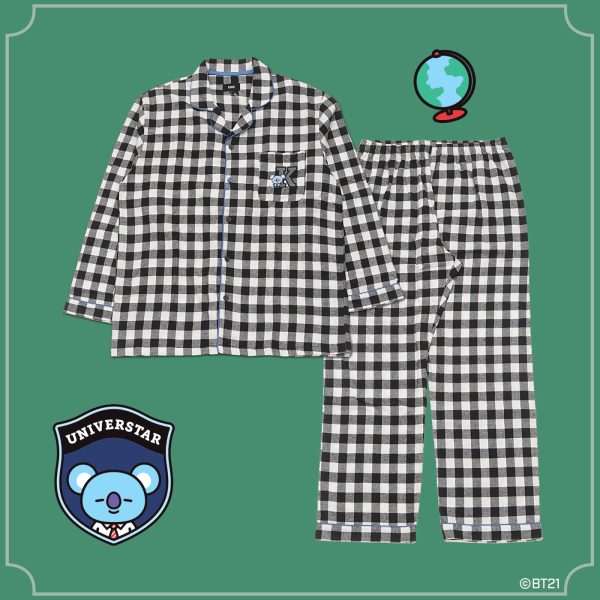 BT21 x Hunt Innerwear - Flannel Check Pajama Set - Koya Fashion