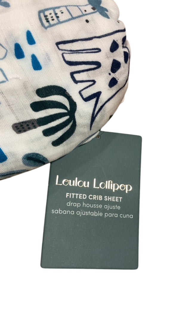LouLou Lollipop Fitted Crib Sheet, Blue Dinosaurs Fashion - Image 2